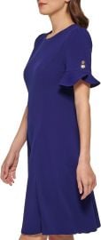 DKNY Women39s Flounce Sleeve Fit and Flare with Belt Dress at Womens Clothing store at Amazon